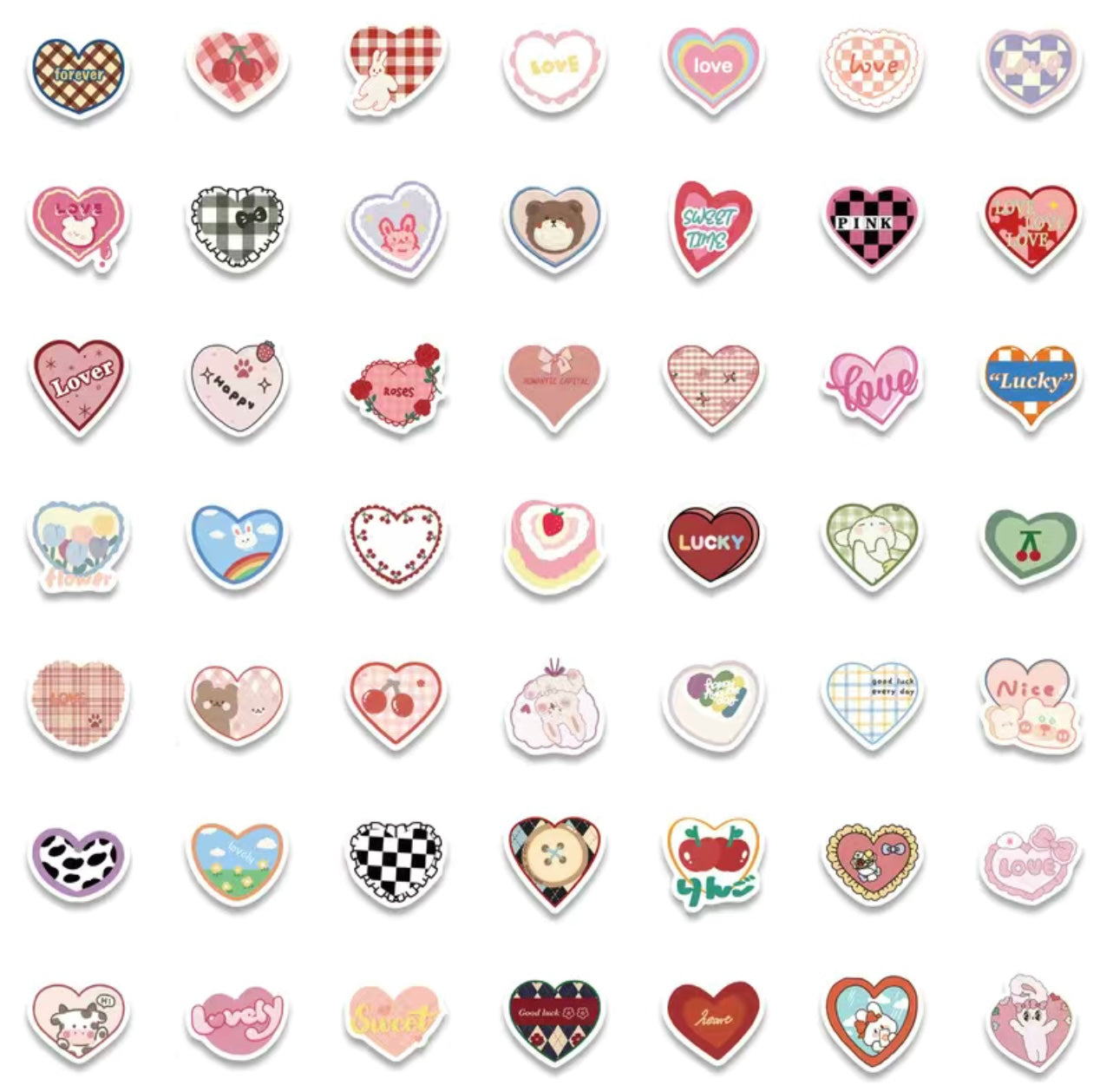 Kawaii Heart Stickers 10pcs - Rivvy Momo