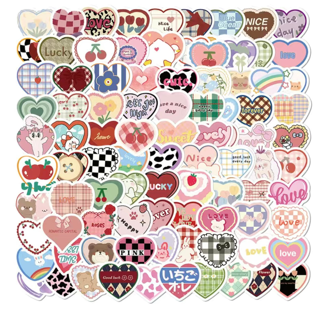 Kawaii Heart Stickers 10pcs - Rivvy Momo